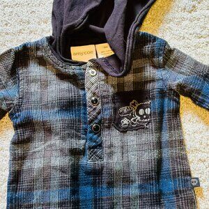 Amy Coe, Hooded Cotton Flannel Footless Onesie, Size 3M